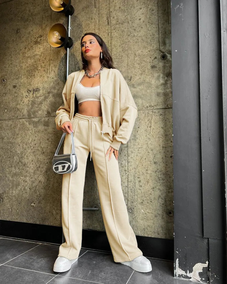 Urban - Green Zippered Cardigan and Trousers Set