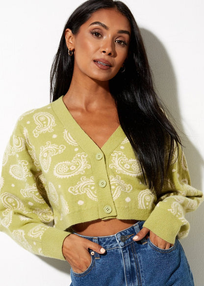 Sky Blue Zebra Print Knit Cardigan - Soft Button-up Sweater