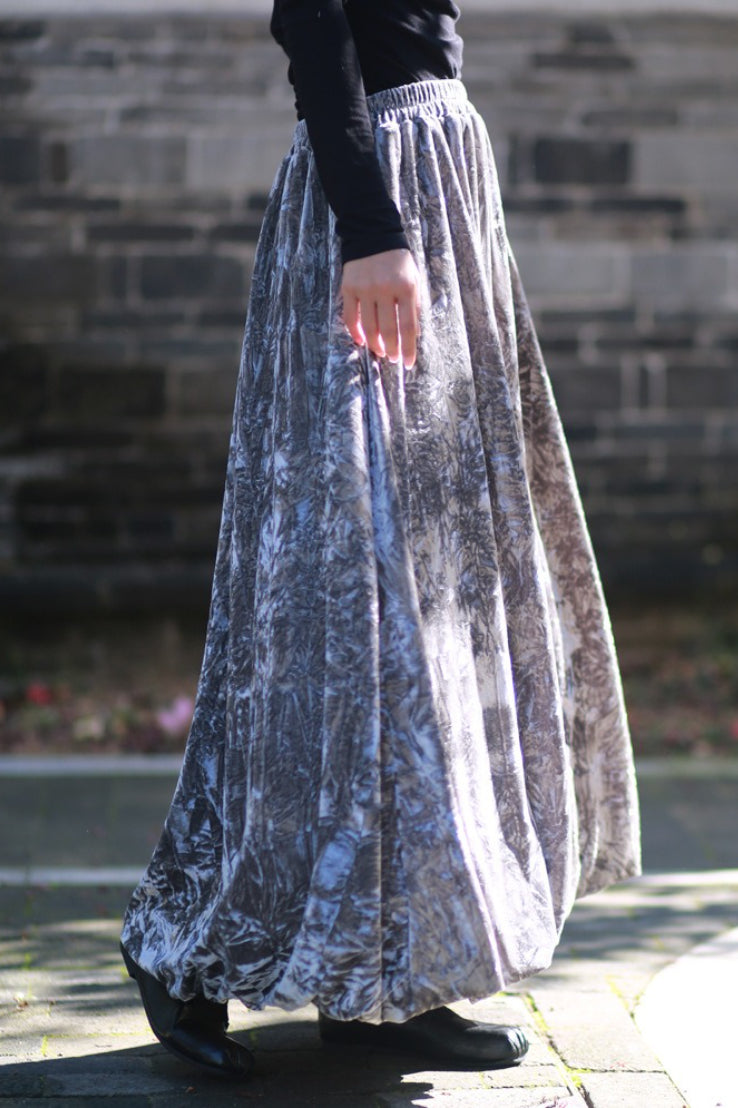 Velvet Tie Dye Swing Midi Skirt