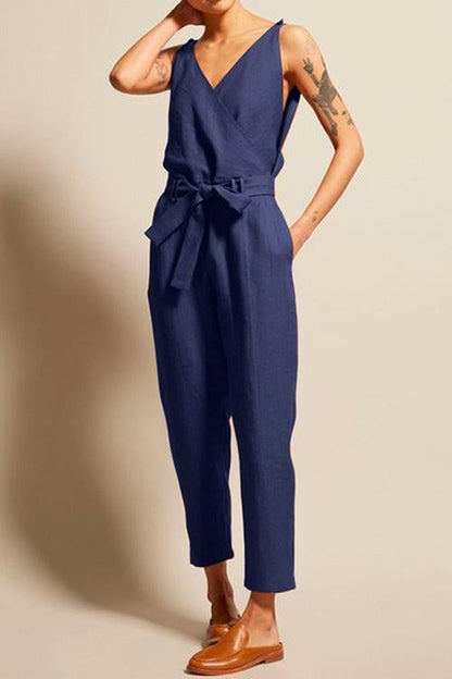 Moxidress Josh V Neck Bow Knot Sleeveless Jumpsuit