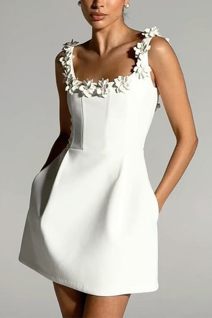 Strappy Neckline Sleeveless Mini Dress