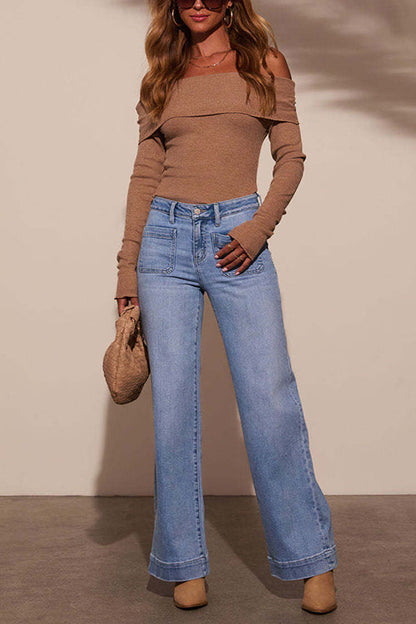Moxidress Straight Wide Leg Denim Pants