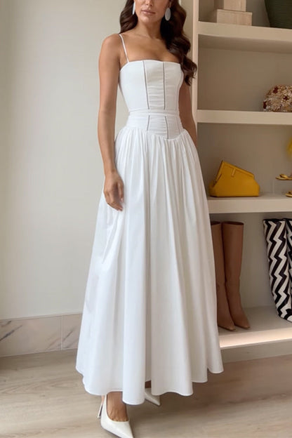 Spaghetti Strap Corset Swing Maxi Dress