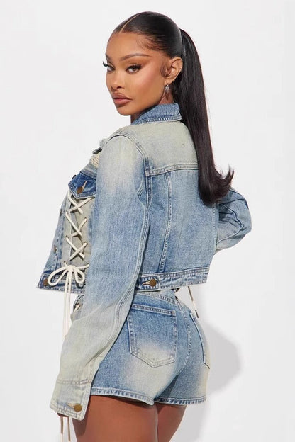 Jacket Two Piece Shorts Set