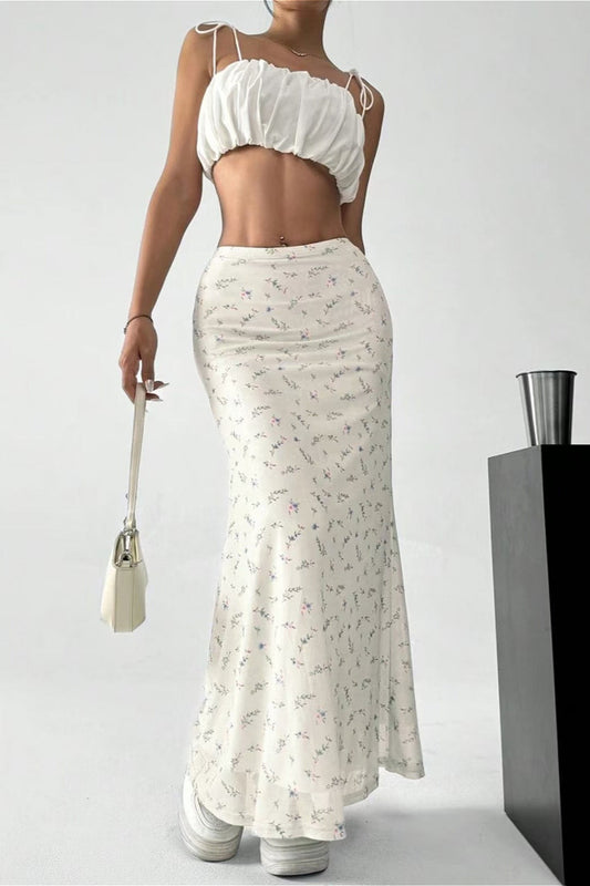 Satin A-line Midi Skirt
