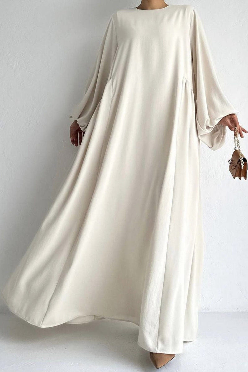 Puff Sleeve Color Maxi Dress