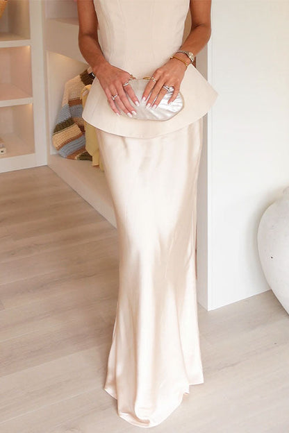 Waistband Satin Maxi Skirt