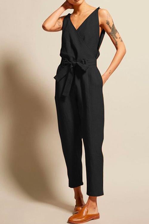 Moxidress Josh V Neck Bow Knot Sleeveless Jumpsuit