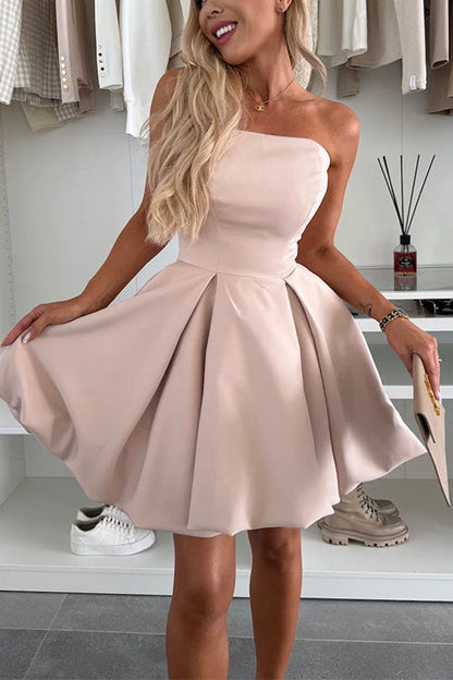 Moxidress Strapless Tube Pocketed Bubble Mini Dress