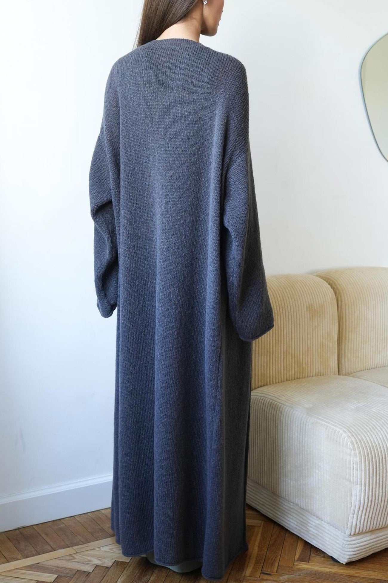 Color Open Front Long Cardigan