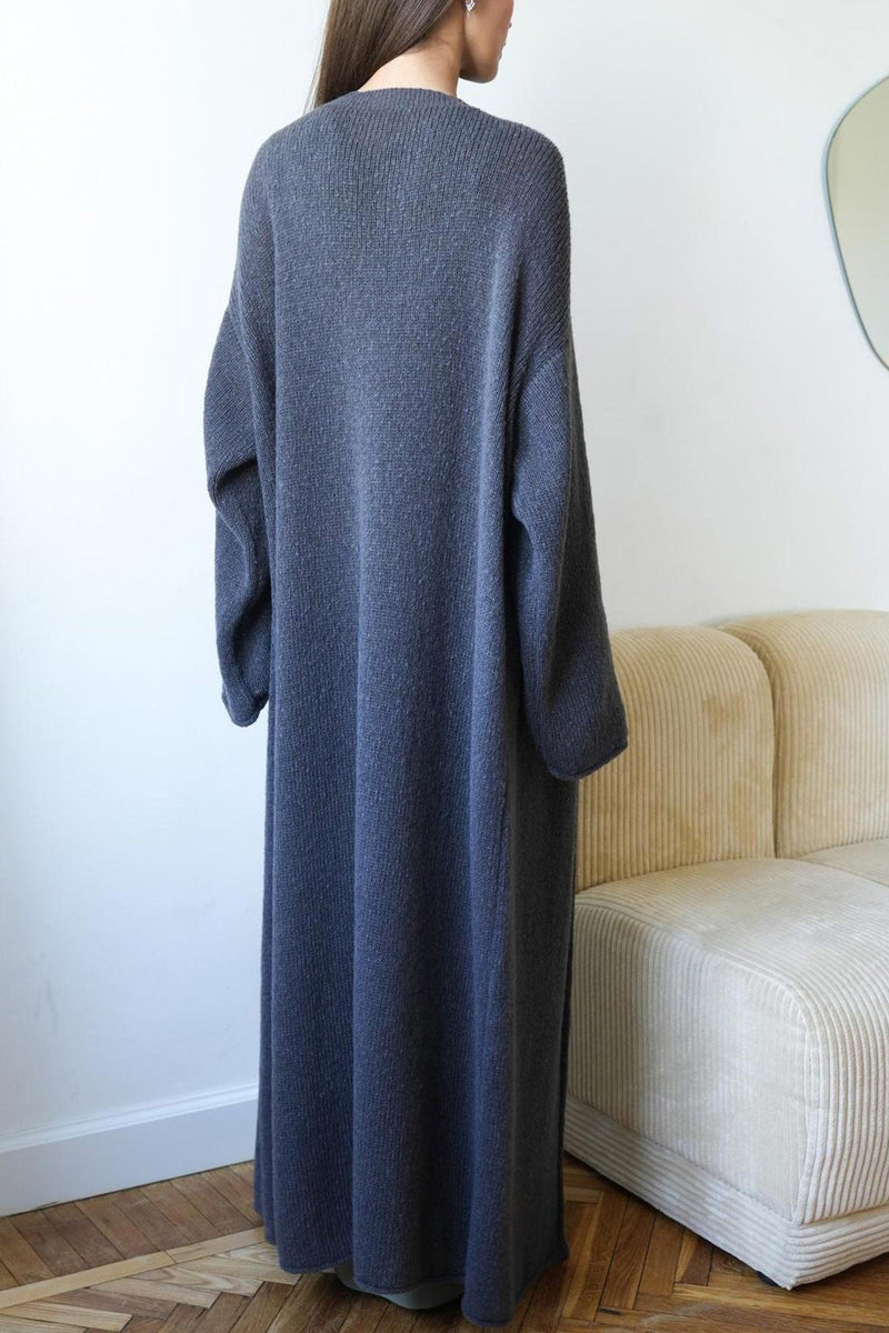 Color Open Front Long Cardigan