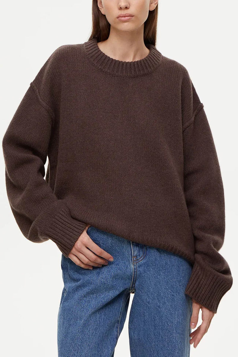 Round Neck Color Pullover Sweater
