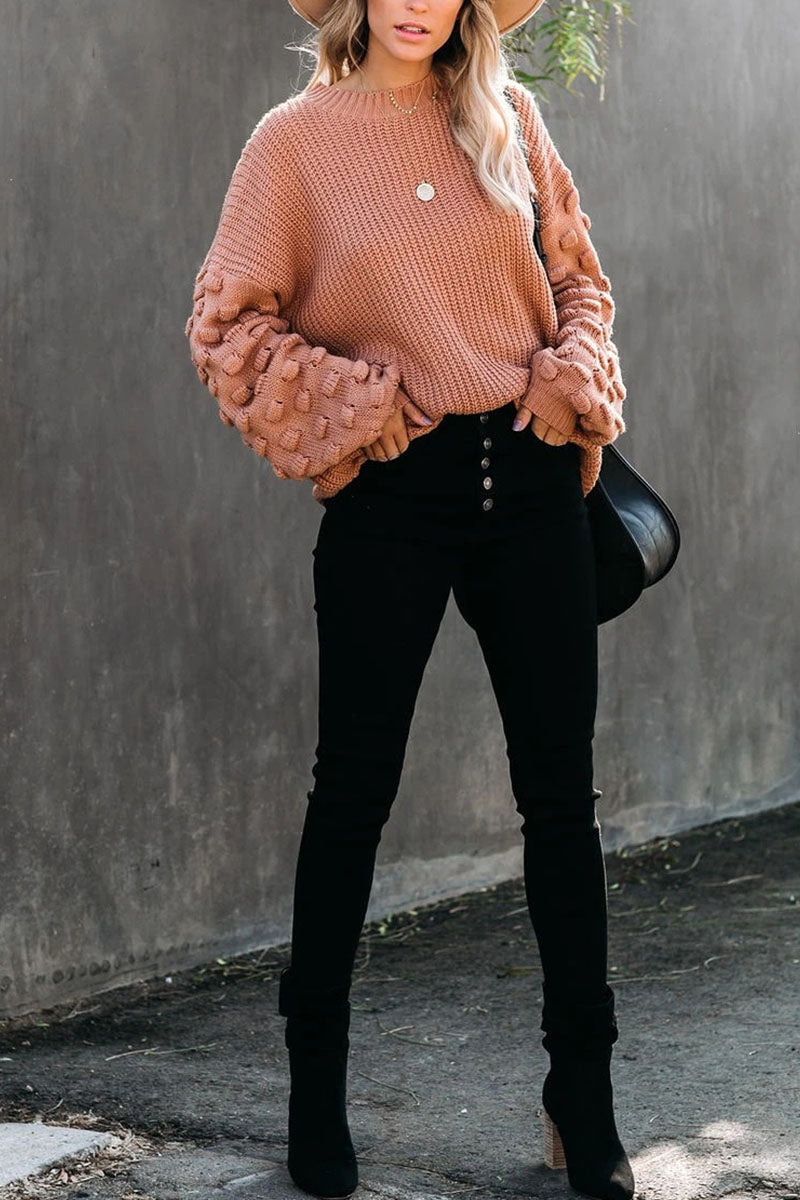 Street Patchwork O Neck Sweaters(3 Colors)