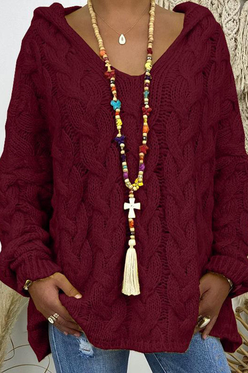 Street Patchwork Hooded Collar Sweaters(16 Colors)
