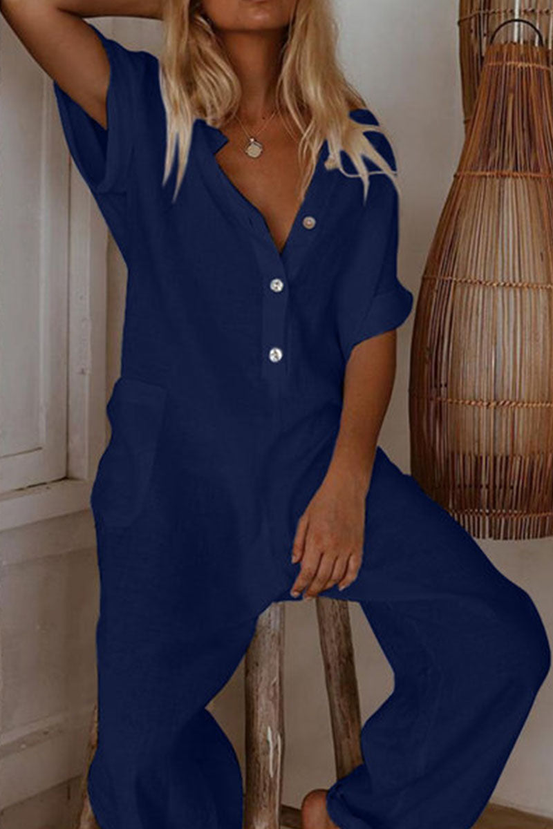 V Neck Loose Jumpsuits(3 Colors)