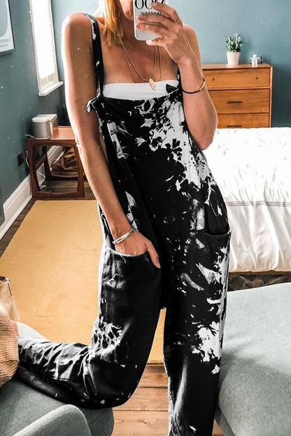 Tie Dye Spaghetti Strap Loose Jumpsuits