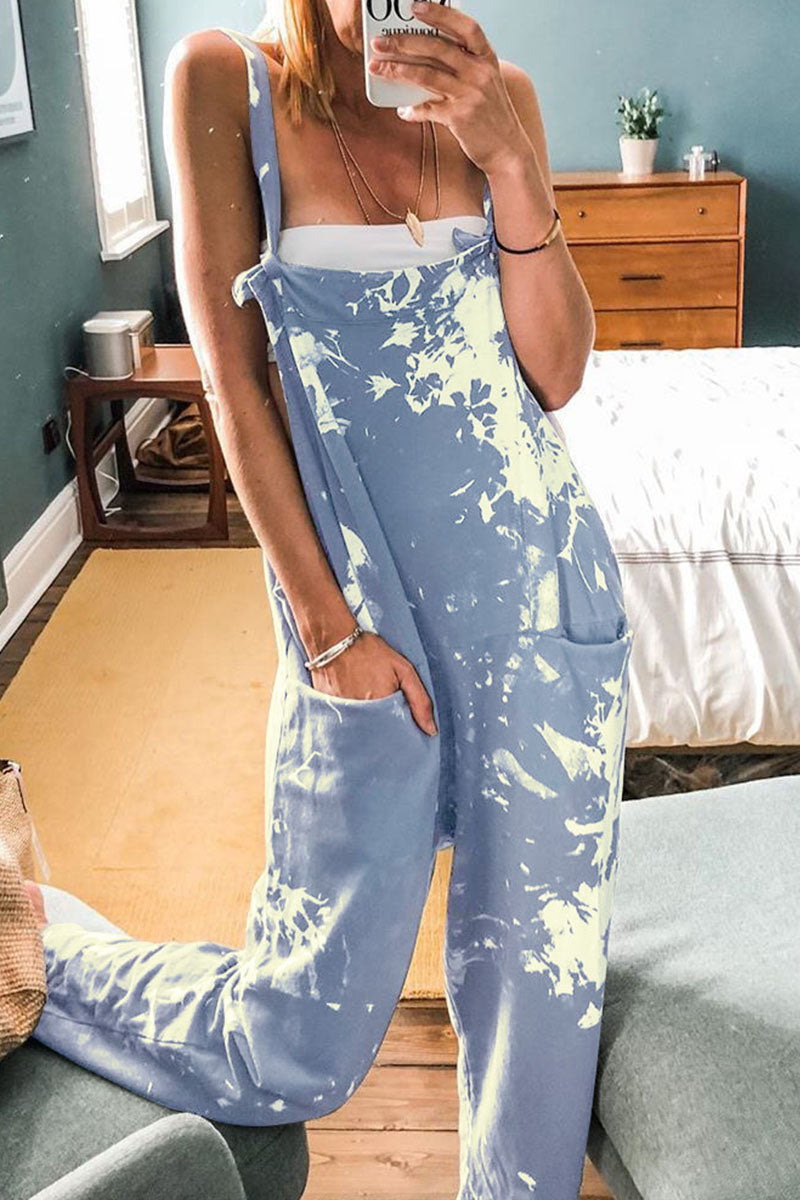 Tie Dye Spaghetti Strap Loose Jumpsuits