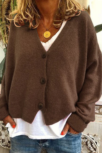 Patchwork V Neck Mid Waist Knit Cardigans(15 Colors)