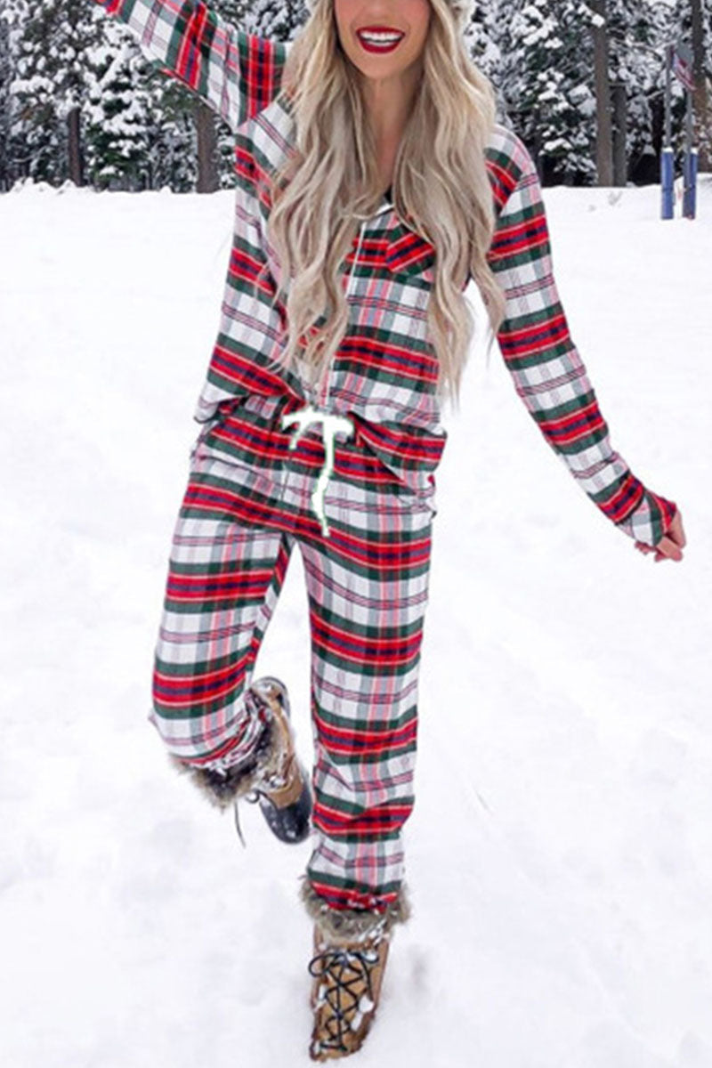 Living Plaid Patchwork Turndown Collar Two Pieces