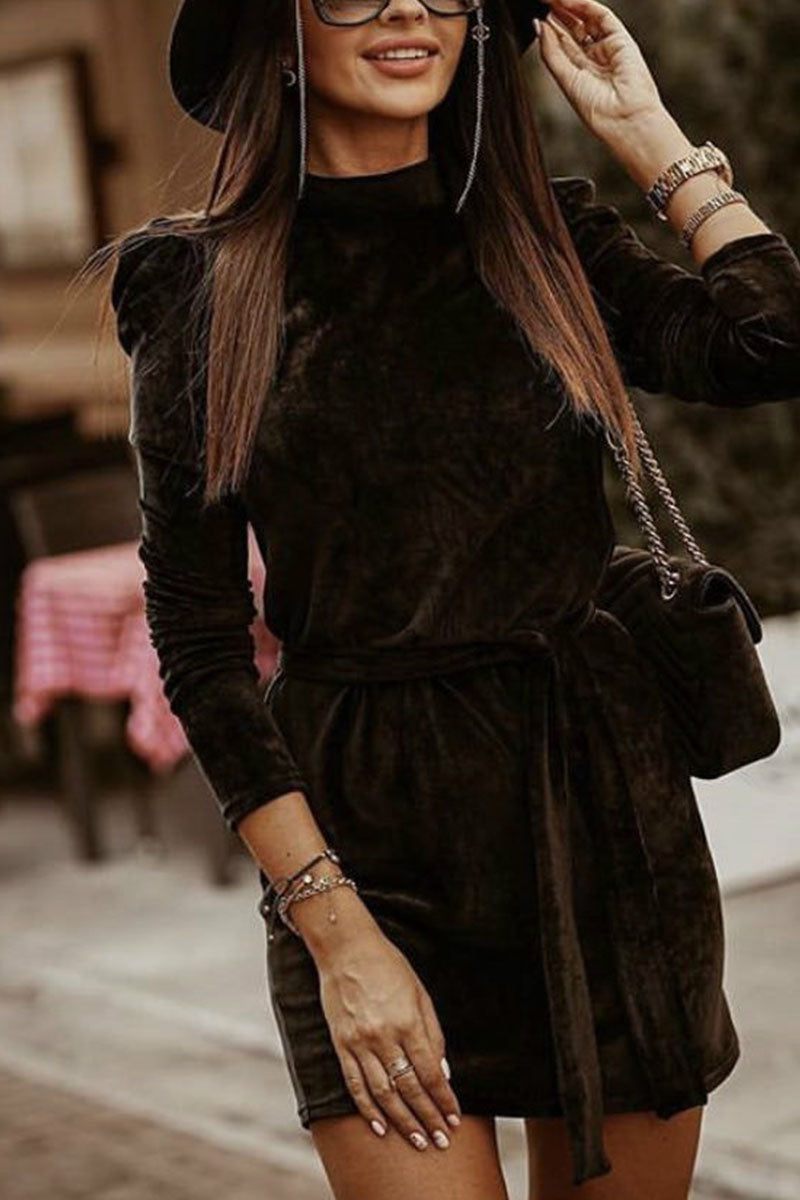 Patchwork O Neck Pencil Skirt Dresses