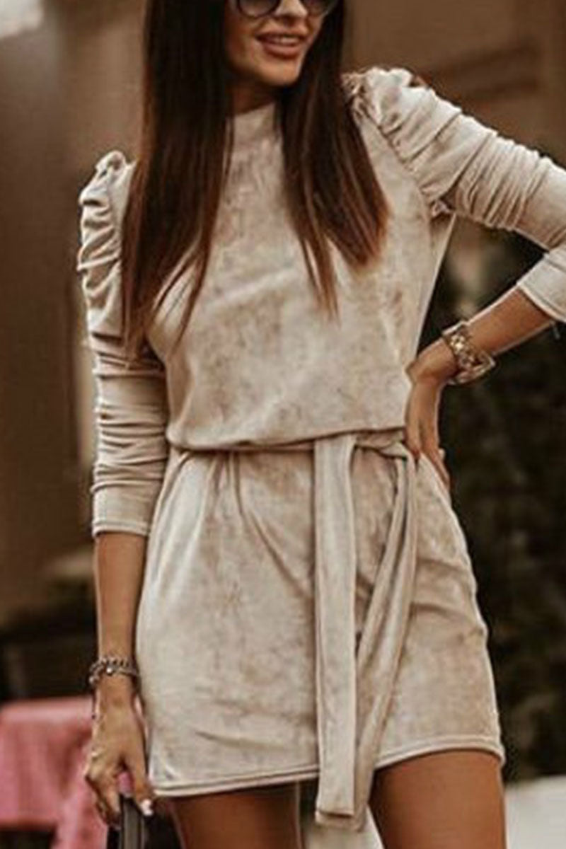 Patchwork O Neck Pencil Skirt Dresses