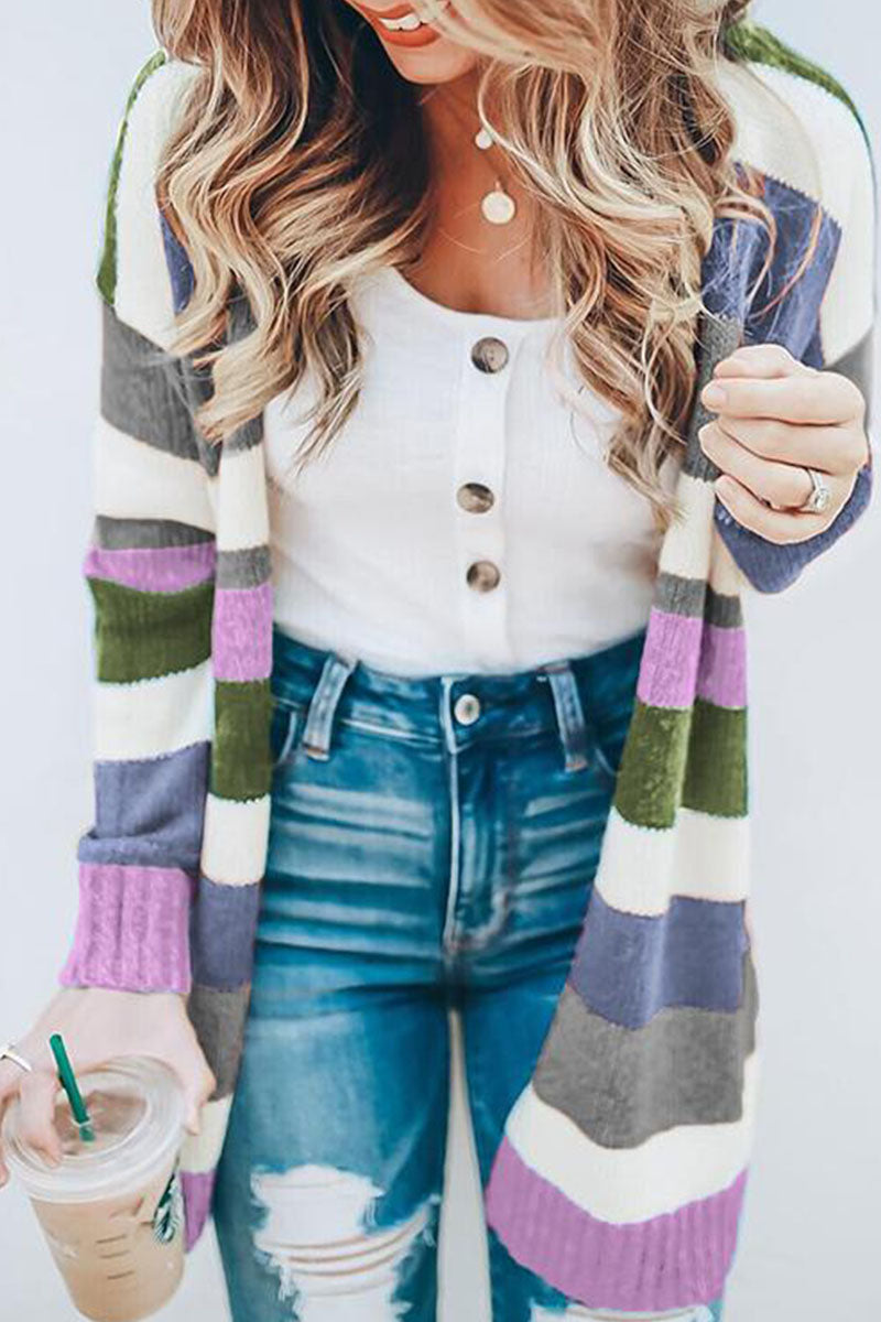 Street Striped Patchwork Sweaters