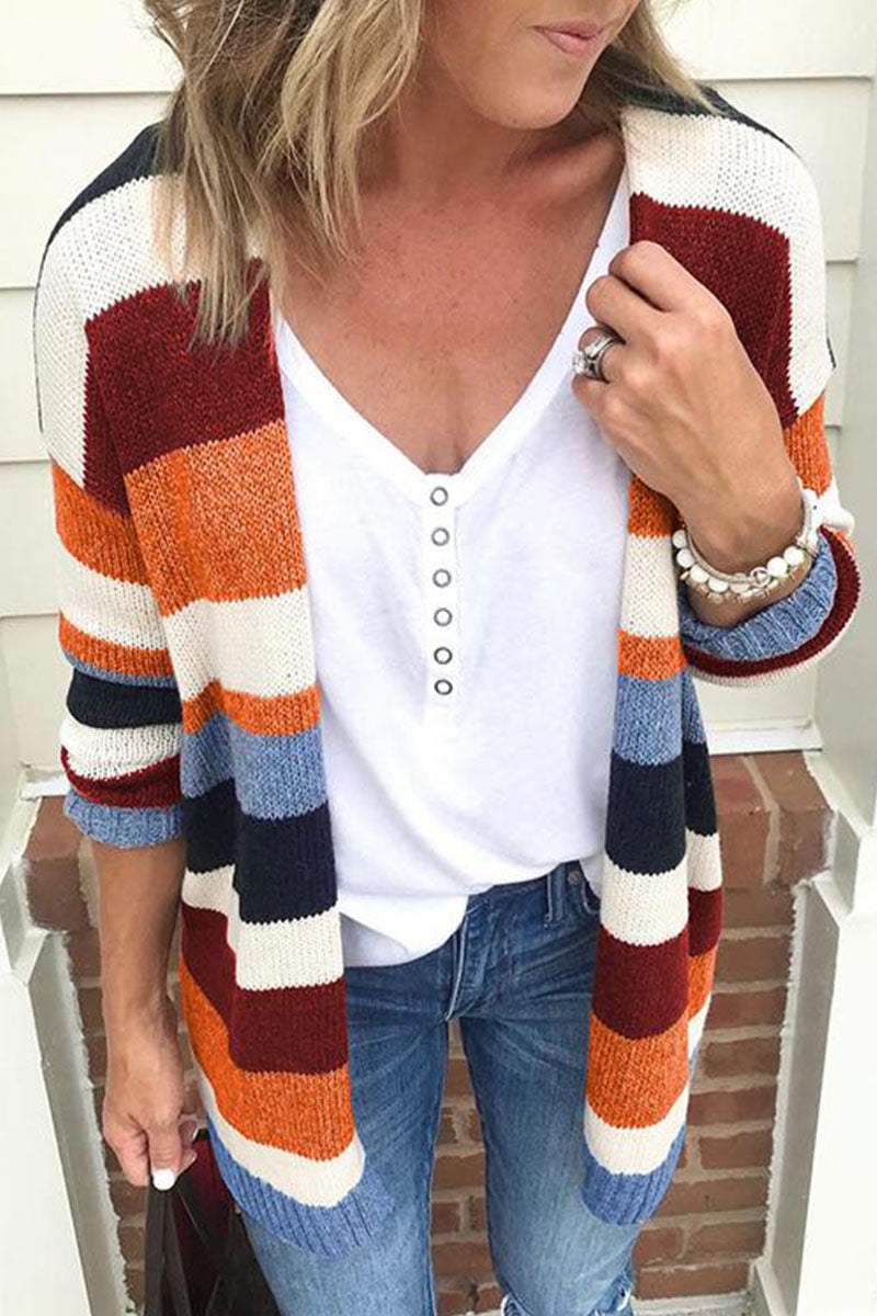 Street Striped Patchwork Sweaters