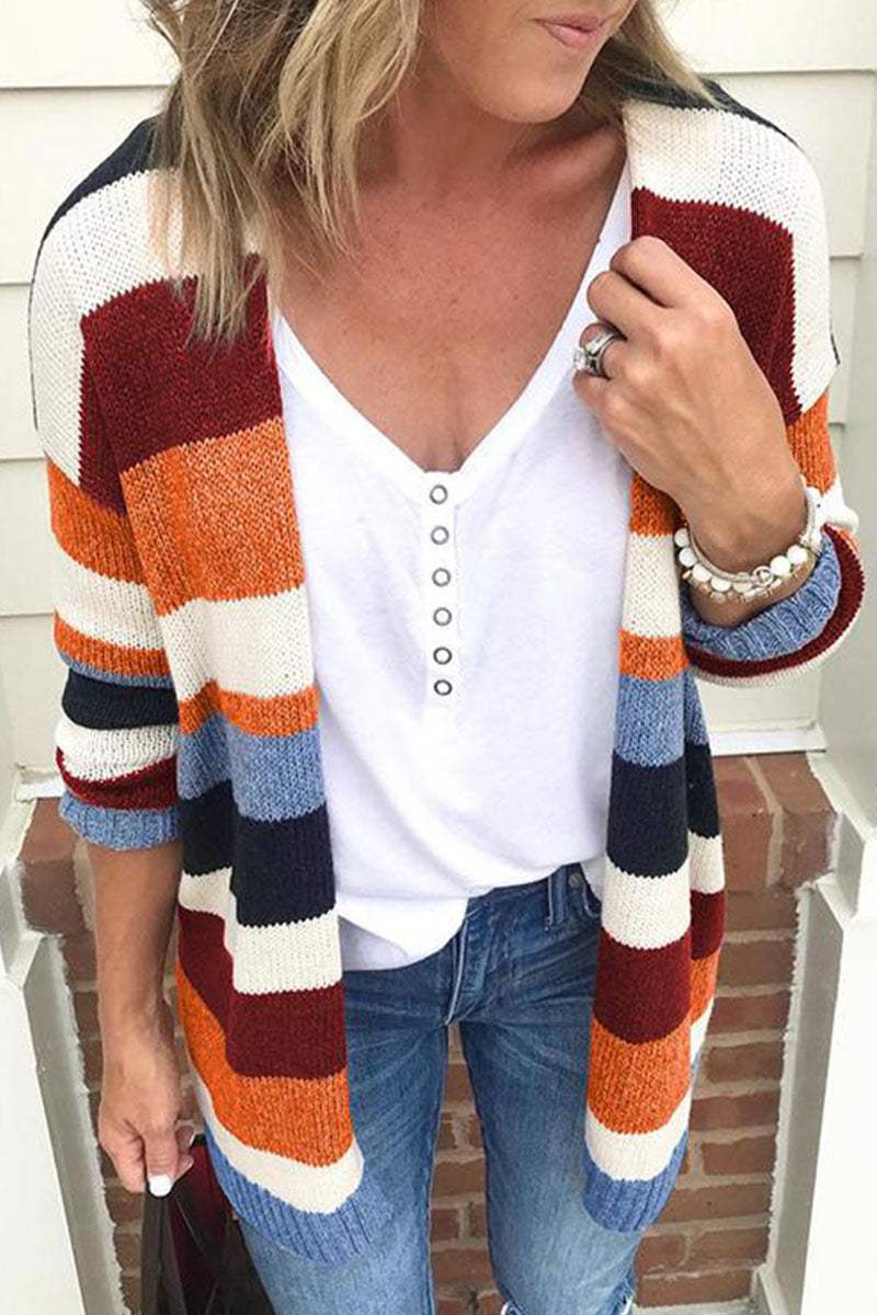 Street Striped Patchwork Sweaters