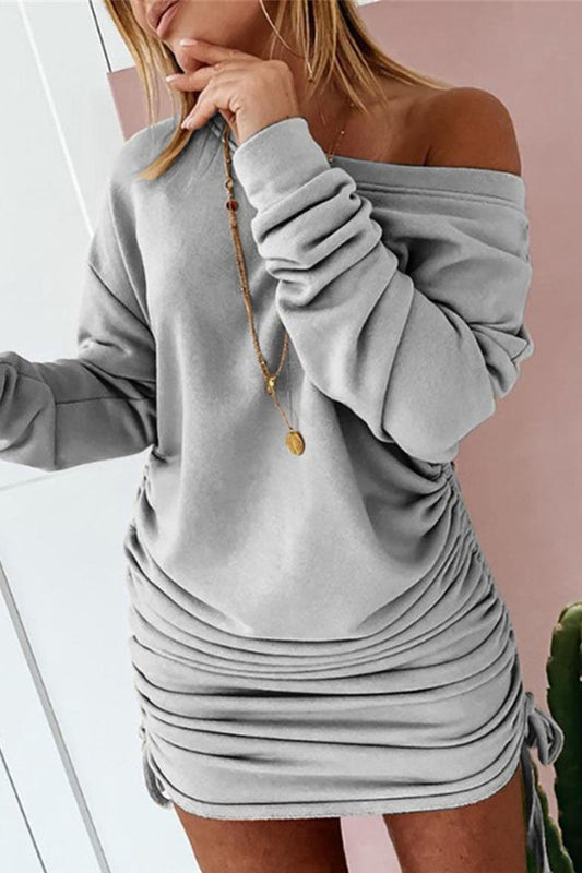 Street Patchwork Frenulum O Neck Pencil Skirt Dresses(6 Colors)