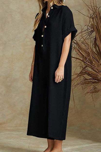Turndown Collar Loose Jumpsuits(3 Colors)
