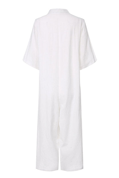 Turndown Collar Loose Jumpsuits(3 Colors)