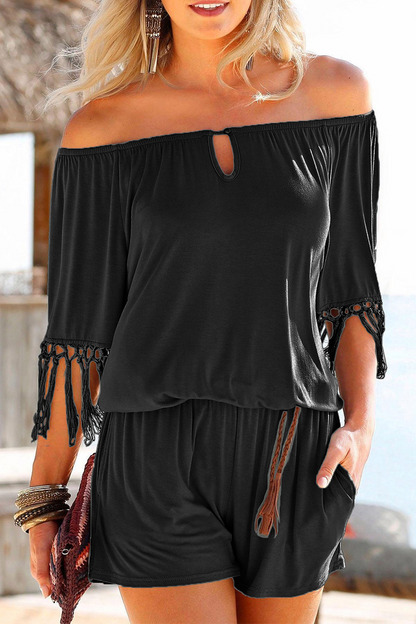 Without Belt Off the Shoulder Straight Rompers