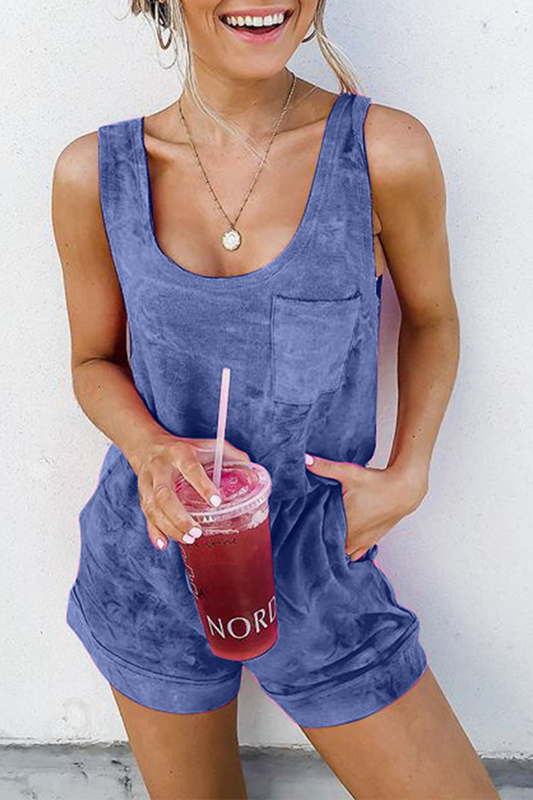 Gradual Change Tie-dye U Neck Regular Jumpsuits(5 Colors)