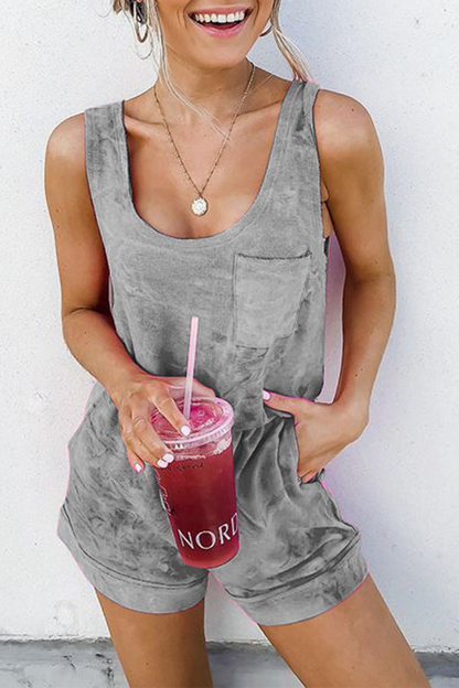 Gradual Change Tie-dye U Neck Regular Jumpsuits(5 Colors)