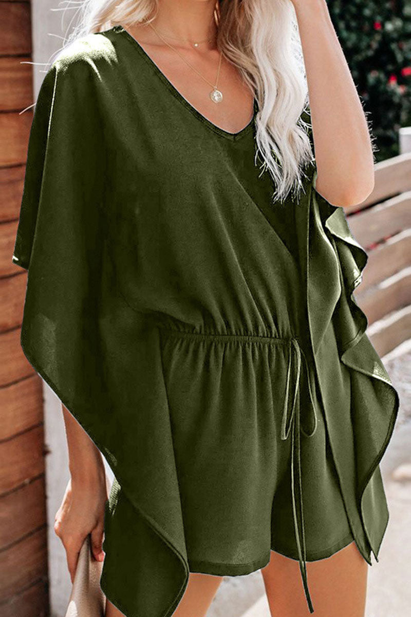 Frenulum V Neck Loose Rompers