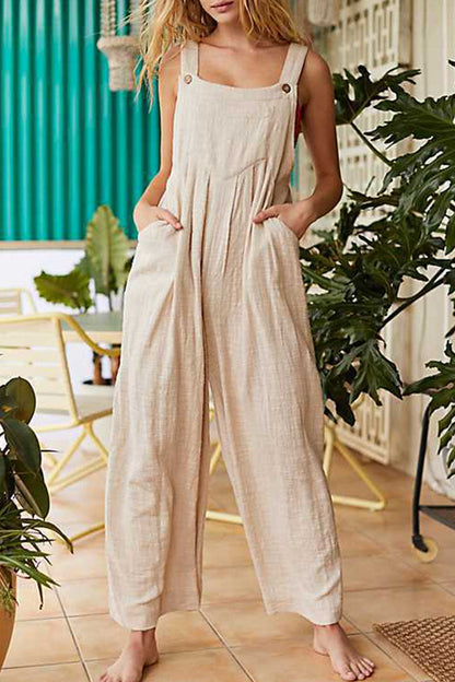 Without Belt Spaghetti Strap Loose Jumpsuits(3 Colors)