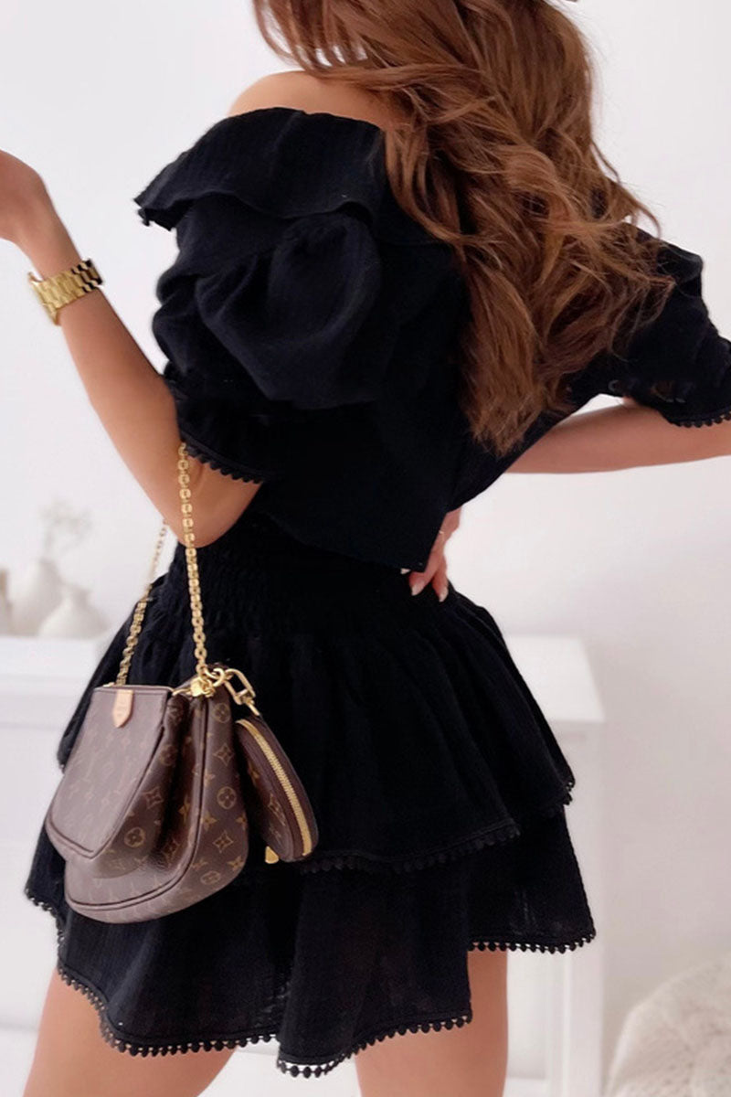 British Style Split Joint V Neck Waist Skirt Dresses