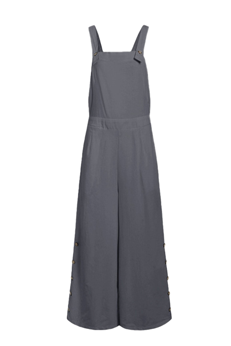 Buckle Square Collar Regular Jumpsuits(5 Colors)
