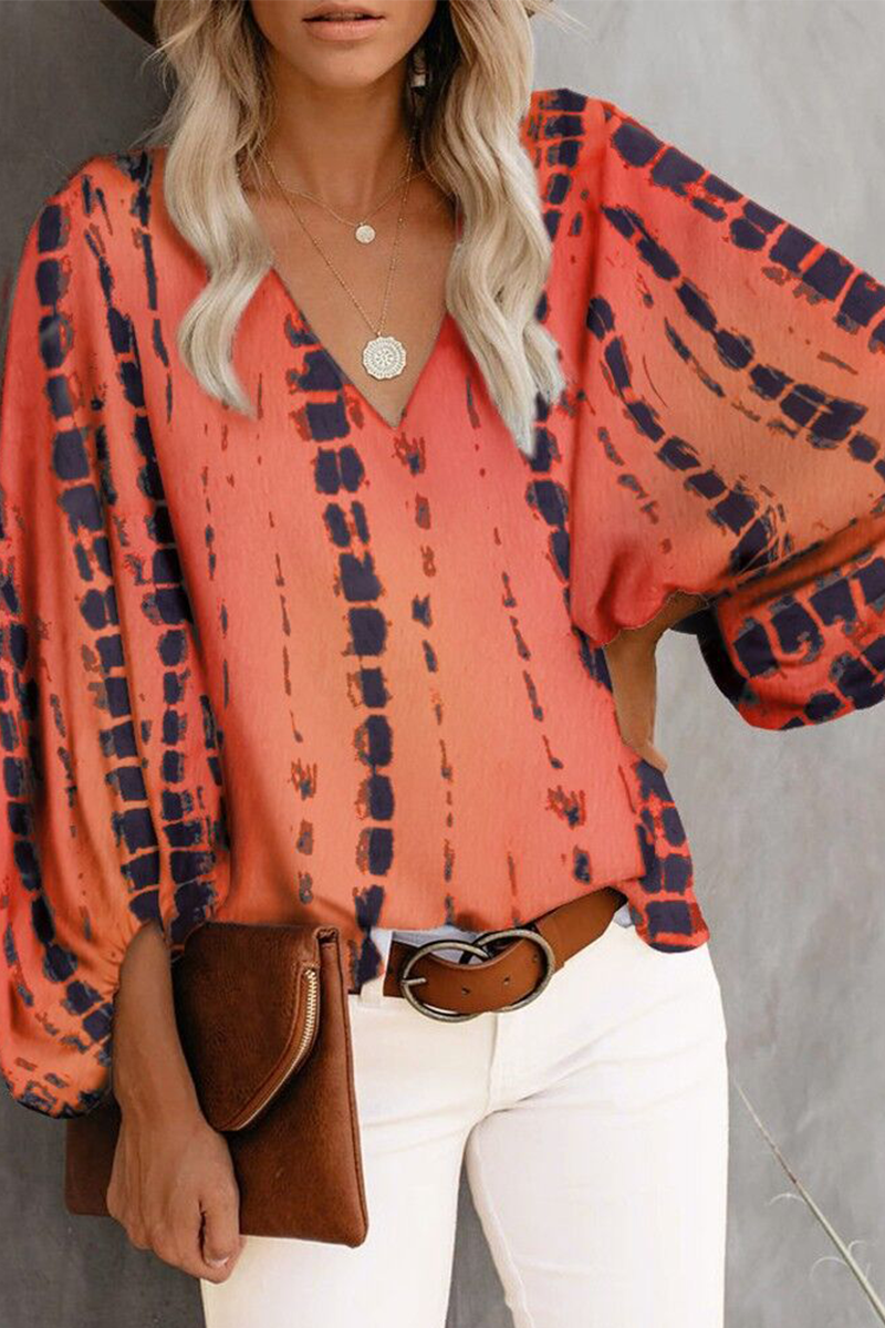 Print Basic V Neck Blouses(8 Colors)
