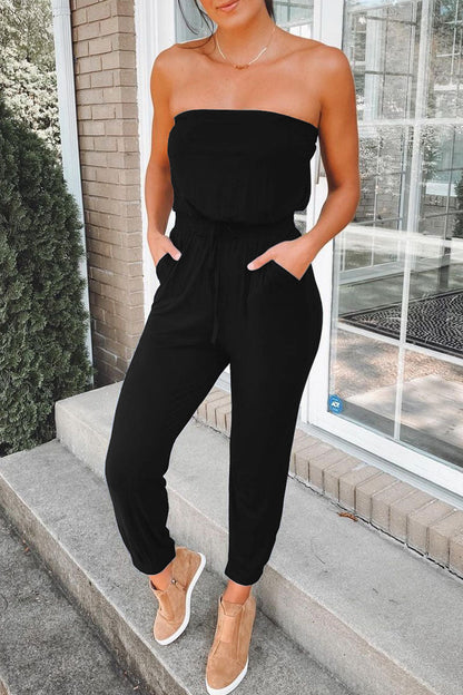 Street Split Joint Strapless Jumpsuits(3 Colors)