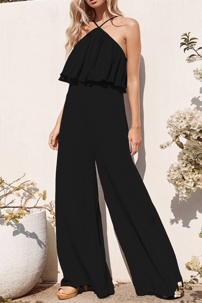 Flounce Straight Jumpsuits(3 Colors)