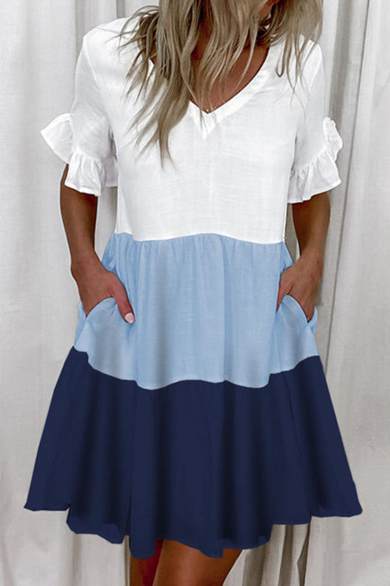 V Neck a Line Mini Dresses(4 Colors)