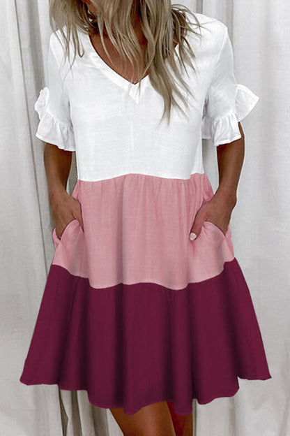V Neck a Line Mini Dresses(4 Colors)