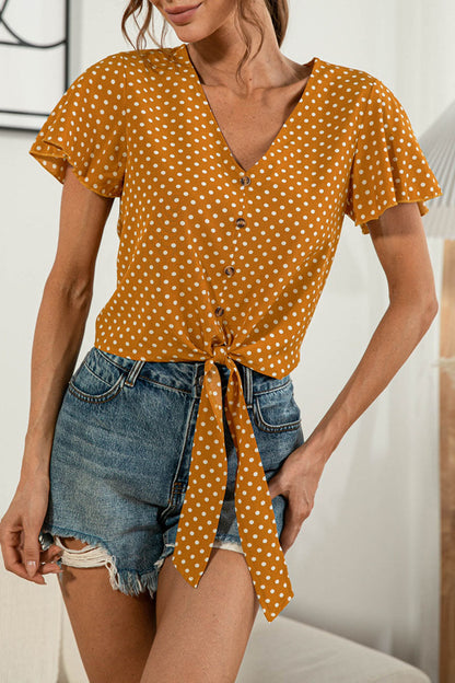 Sweet Patchwork V Neck T-shirts
