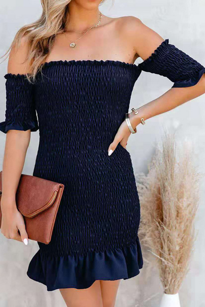 Patchwork Fold Strapless Pencil Skirt Dresses