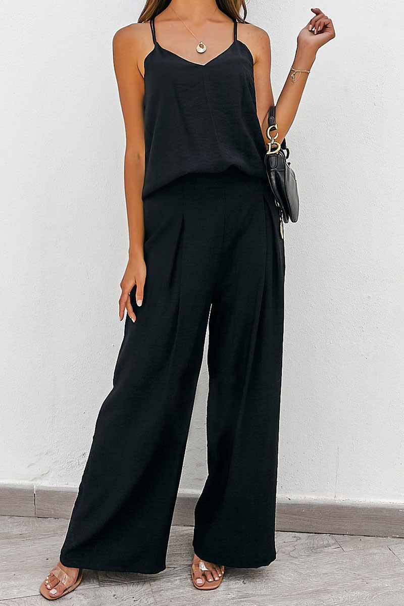 Sportswear Patchwork V Neck Sleeveless Two Pieces