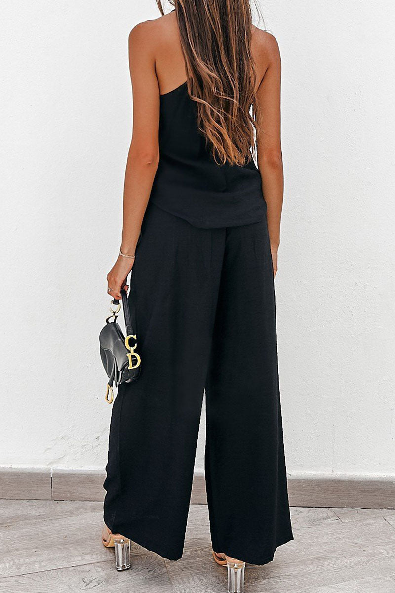 Sportswear Patchwork V Neck Sleeveless Two Pieces