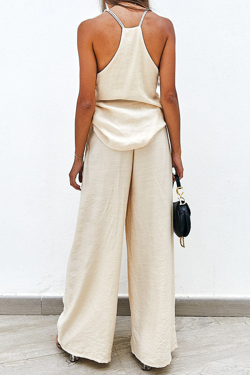 Sportswear Patchwork V Neck Sleeveless Two Pieces