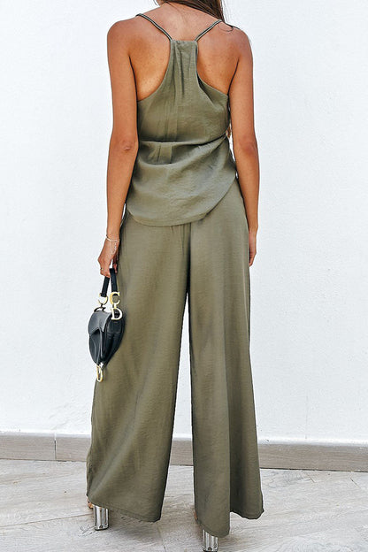 Sportswear Patchwork V Neck Sleeveless Two Pieces