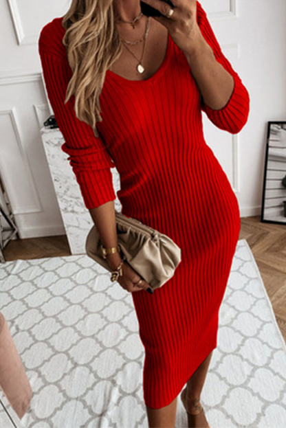 Street Basic V Neck Wrapped Skirt Dresses(5 Colors)